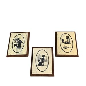 Vintage Silhouette  marble Wall Art Set